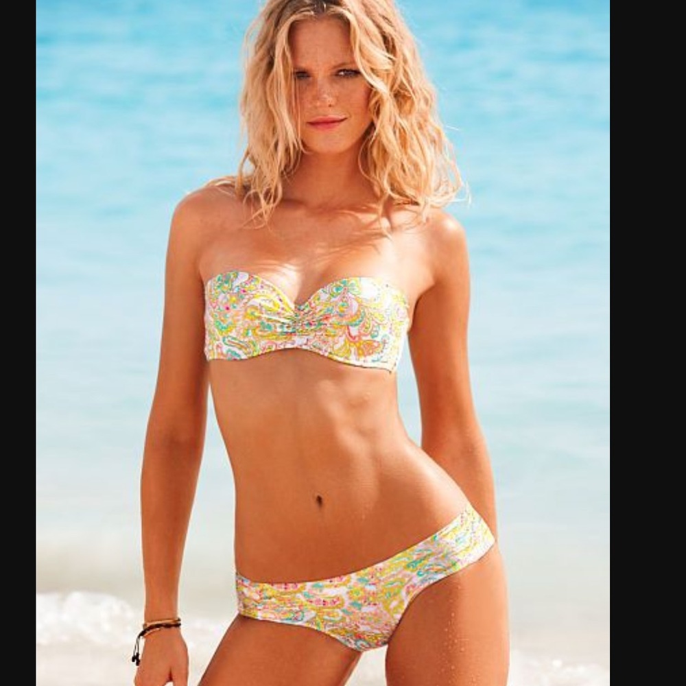 Strapless underwire paisley print bikini push up